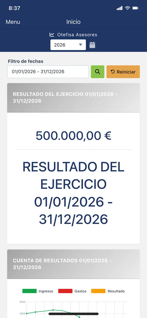 App Asesores Otefisa: resultado del ejercicio