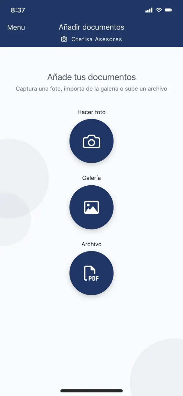 App Asesores Otefisa: subir facturas y documentos